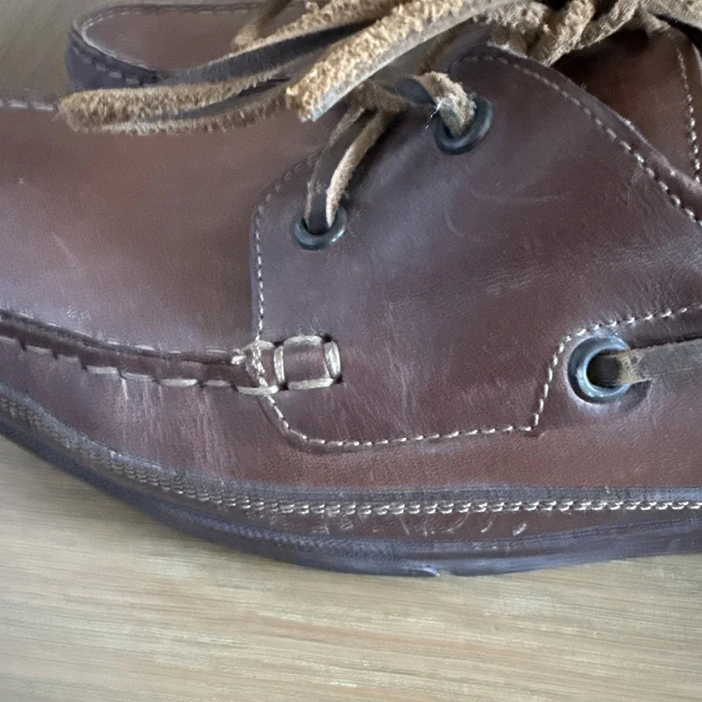 MEPHISTO Spinnaker Boat Shoes Stitched Leather Brown‎ Men's 9 1/2 US